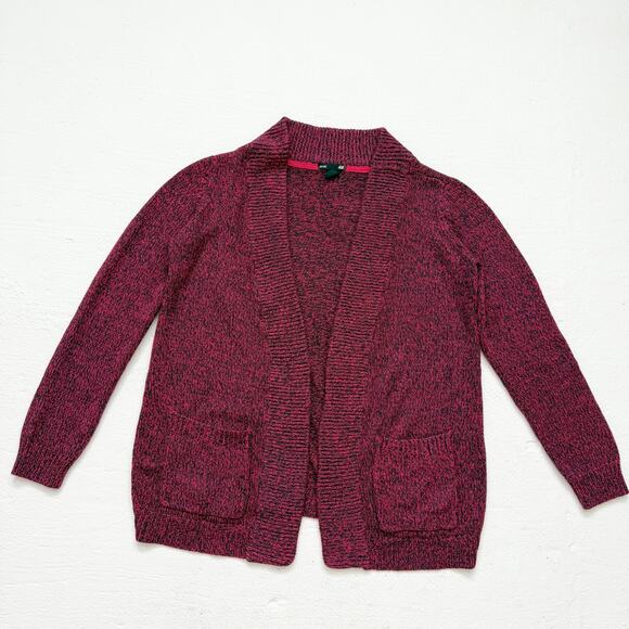 H&M Maroon Pink Navy Knit Open Front Cardigan Sweater Size Small - Picture 1 of 6